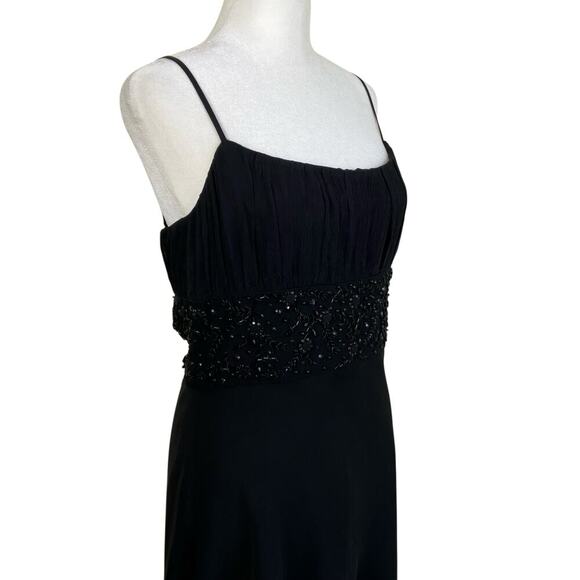 Ann Taylor 100% Silk Y2K Babydoll Prom Dress Midi Spaghetti Straps Beaded Flowy - Picture 3 of 16